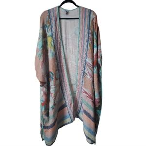 NWOT Blank London Boho Hippie Pastel Print Kimono Adjustable Armholes One Size